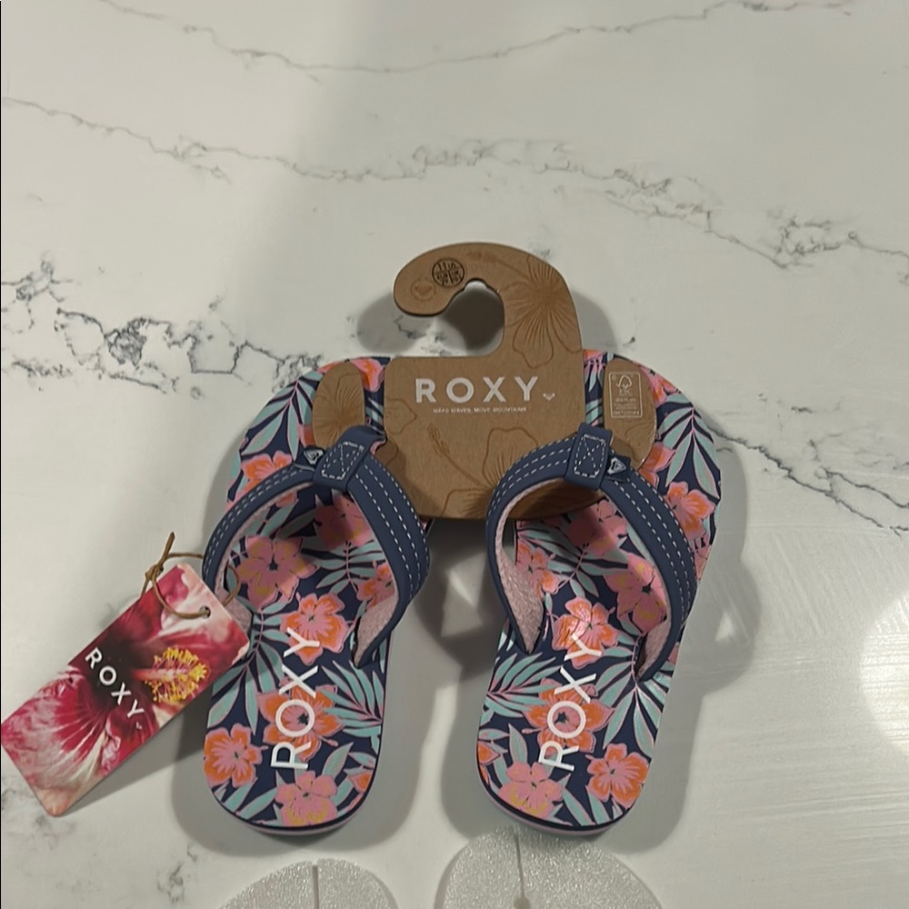 Roxy Blue and Pink Floral Sandals